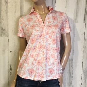 #M7 athletic top floral small- Cute Small Floral polo Tee